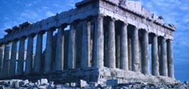 Le Parthénon d’Athènes. Athènes était  le lieu d’origine de philosophes influant, tels que Socrate et Platon.